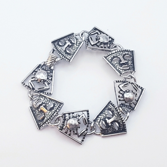 Beautiful Sarah Coventry Silver Tribal Link Statement Bracelet - Picture 9 of 9